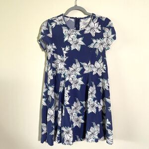 Basement Women’s Floral Blue White Mini Dress Size Small Casual Feminine